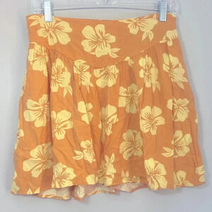 Abound Nordstrom Floral Mini‎ Skirt Womens Medium Orange Yellow Side Zip NWOT